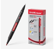Двухсторонний перманентный маркер ErichKrause® Double P-80, цвет чернил красный 48185